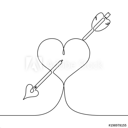 Continuous Line Drawing Heart Pierced 500x500 Continuous Line Drawing Heart Pierced