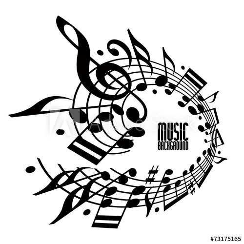 500x500 Simple Single Color Music Background With Notes And Clef