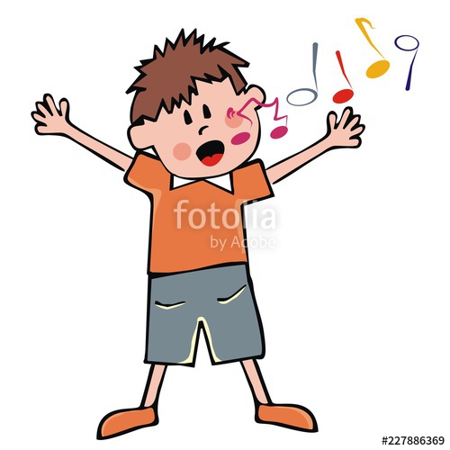 500x500 Singing Boy And Music Notes Funny Vector Illustration Single