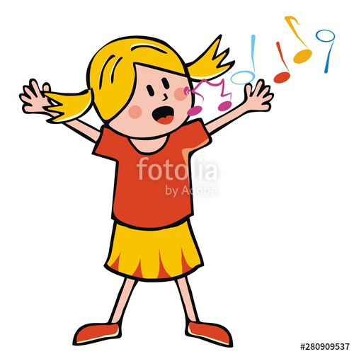 500x500 Singing Girl And Music Notes Funny Vector Illustration Single