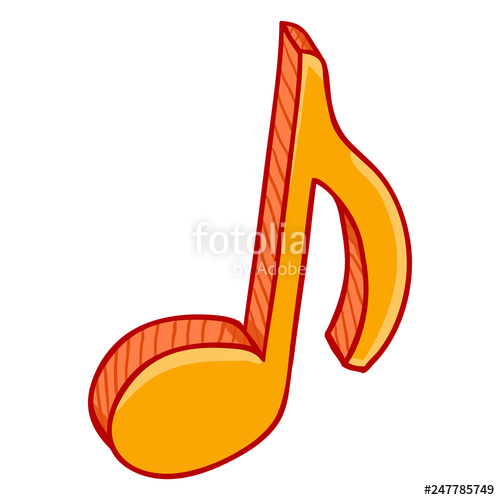 500x500 Vector Single Cartoon Golden Musical Eighth Note Icon Stock