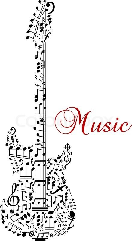 439x800 Get This Hi Res Stock Vector Guitar Silhouette With Musical Notes