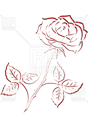 300x400 Red Outline Of Single Rose Vector Image Of Plants And Animals