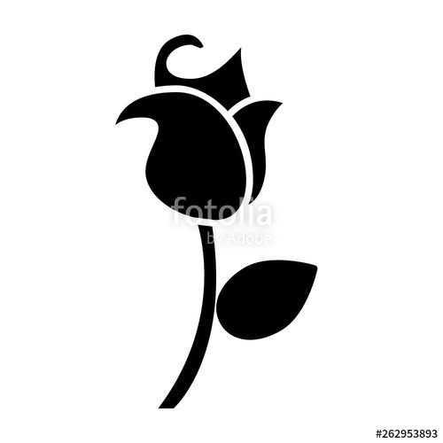 500x500 Rose Solid Icon Single Rose Vector Illustration Isolated On White
