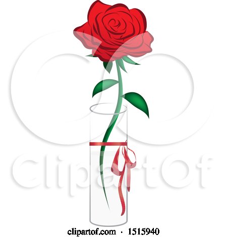 450x470 Clipart Of A Single Red Rose In A Vase