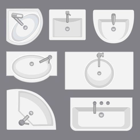 Sinks Top View Collection Vector Illustration In Flat Style Set 490x490 Sinks Top View Collection Vector Illustration In Flat Style Set