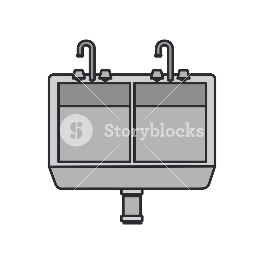 Color Image Of Front View Kitchen Sink Vector Illustration Royalty 1000x1000 Color Image Of Front View Kitchen Sink Vector Illustration Royalty
