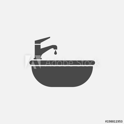 Sink Vector Icon With Tap Water From Faucet 500x500 Sink Vector Icon With Tap Water From Faucet