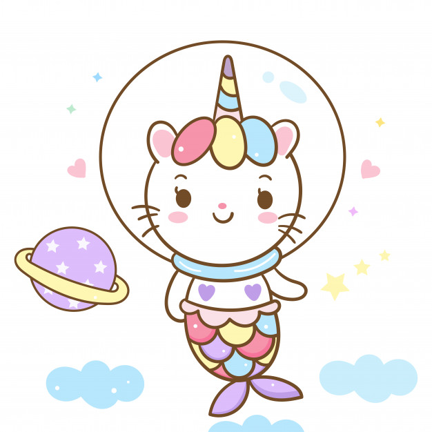 626x626 Historieta Linda De La Sirena Del Vector Del Unicornio Del Gato En