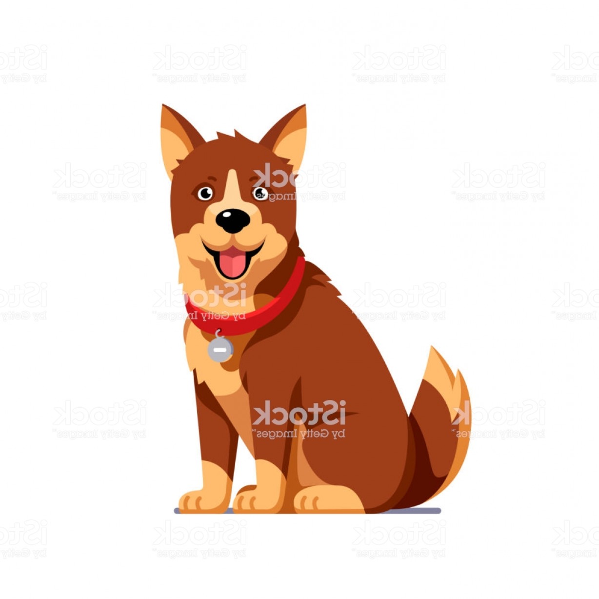 Domestic Pet Wearing Red Collar With Tag Brown Sitting Dog Flat 1228x1228 Domestic Pet Wearing Red Collar With Tag Brown Sitting Dog Flat