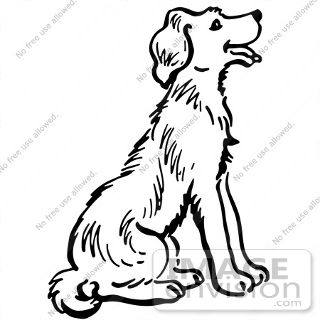 Clipart Of A Happy Sitting Dog In Black And White 450x450 Clipart Of A Happy Sitting Dog In Black And White