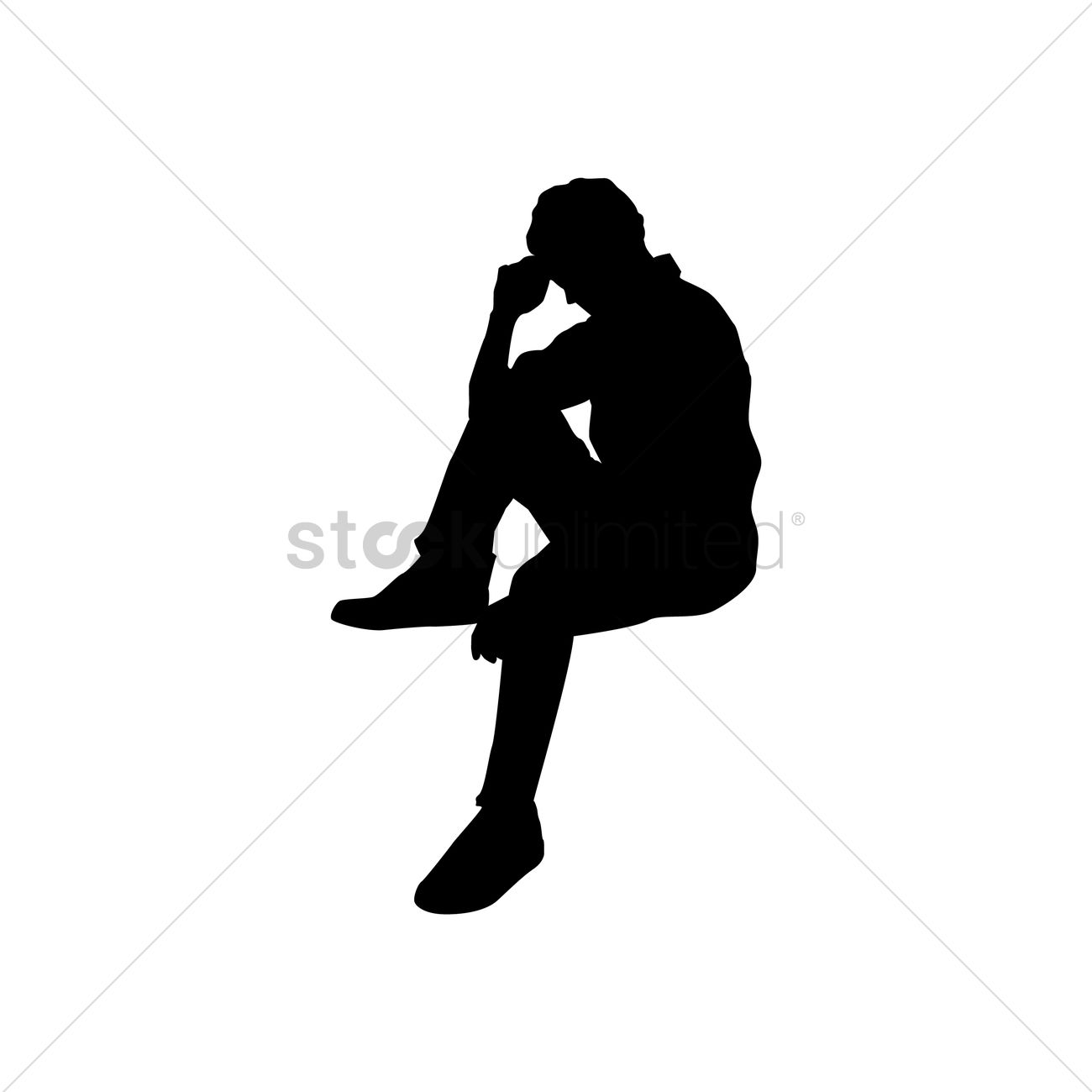 1300x1300 Silhouette Of Man Sitting Vector Image