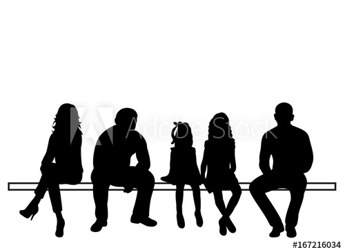 500x366 Vector, Silhouette Of Sitting People