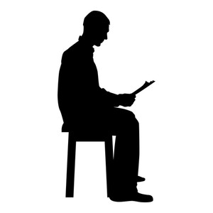 300x300 Man Sitting Reading Silhouette Concept Learing Document Icon Black