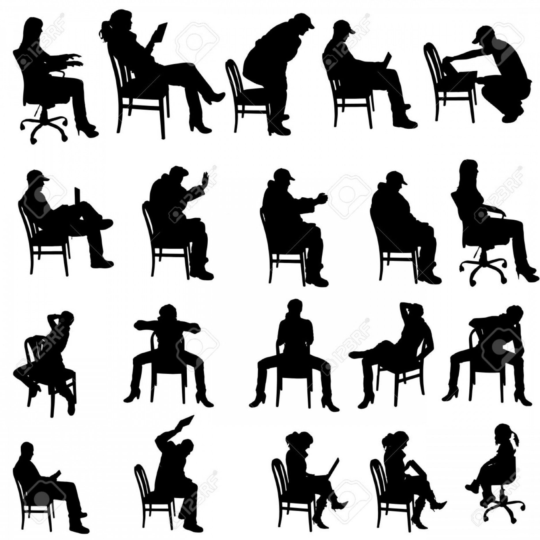 Sitting Silhouette Vector at Vectorified.com | Collection of Sitting ...