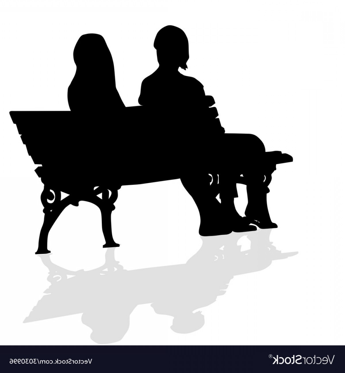 1200x1296 Couple Sitting On A Bench Silhouette Vector Wallkeeper