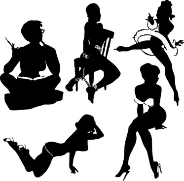 373x368 Girl Sitting Silhouette Free Vector Download