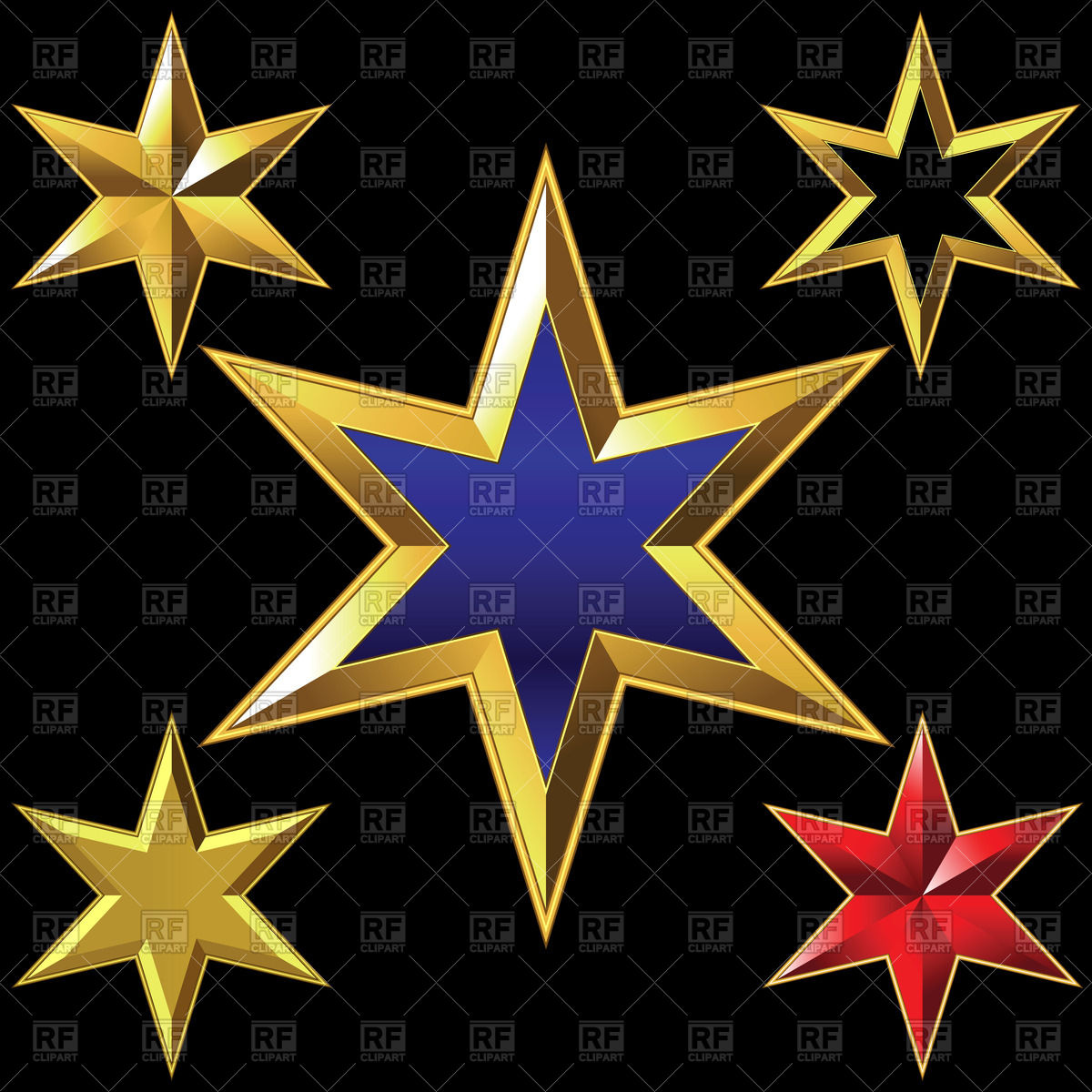 1200x1200 Set Of Golden Six Pointed Stars Vector Image Of Design Elements