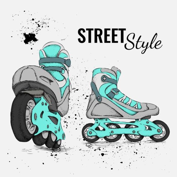 588x588 Roller Skate With Ink Splashing Background Vectors Free Download