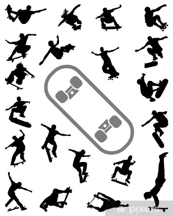 560x700 Set Of Silhouettes Jumping Of Skate Vector Wall Mural Pixers