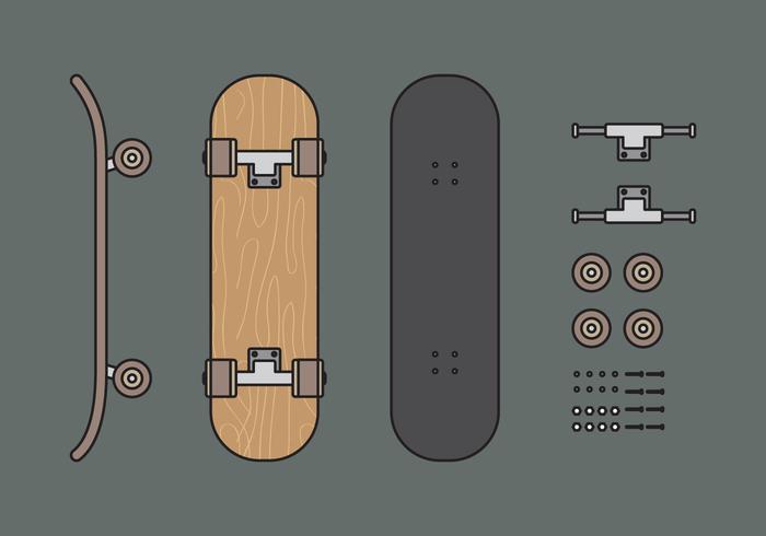700x490 Vector Skateboard Illuustration Set