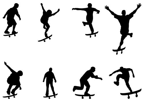 500x350 Skate Boarding Skater Silhouette Clip Art Skateboard Party