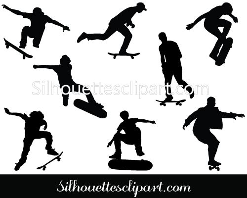500x400 Skateboard Silhouette Vector Graphics In Silhouette Clip