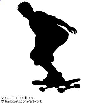 Skateboard Silhouette Vector at Vectorified.com | Collection of ...