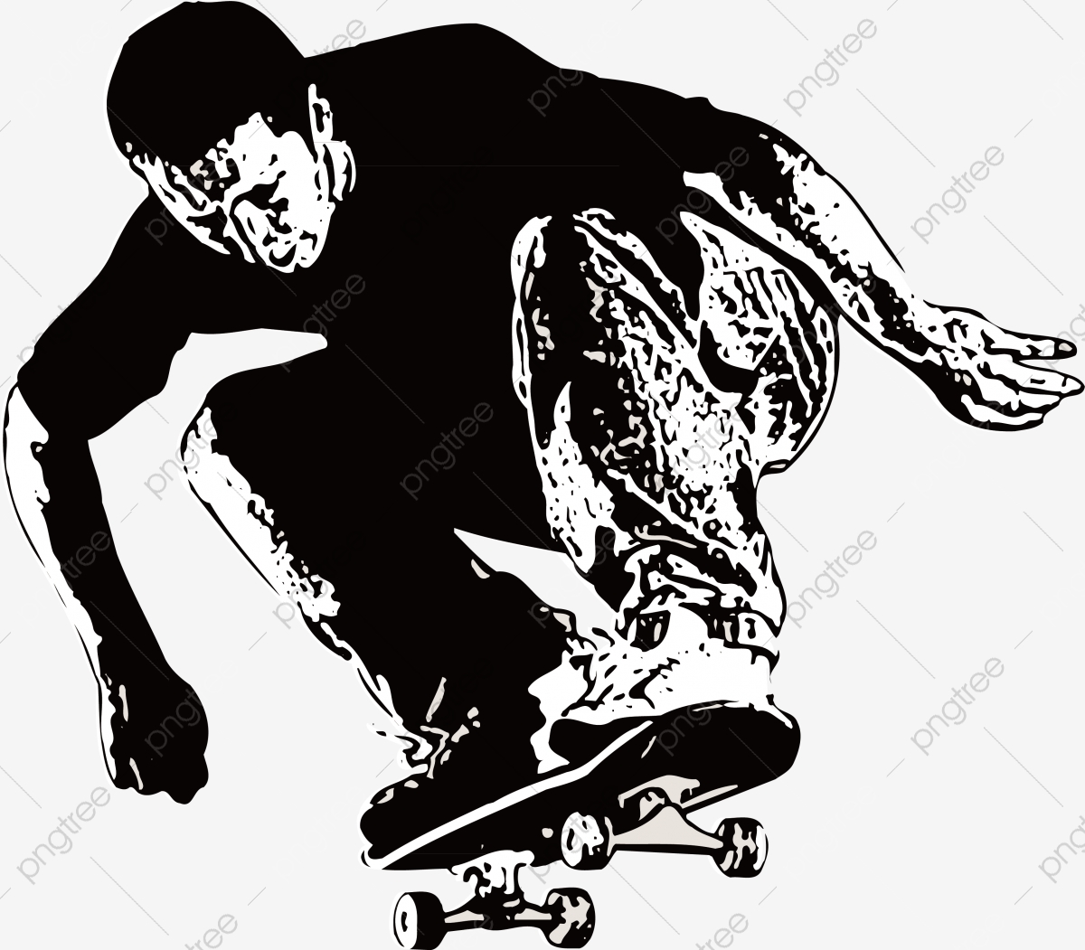 1200x1051 Skateboard Sports Silhouette Character Silhouette Floral Print