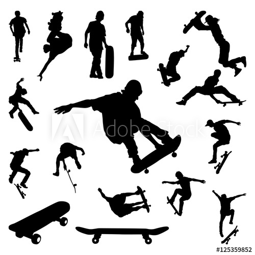 Skateboard Silhouette Vector at Vectorified.com | Collection of ...