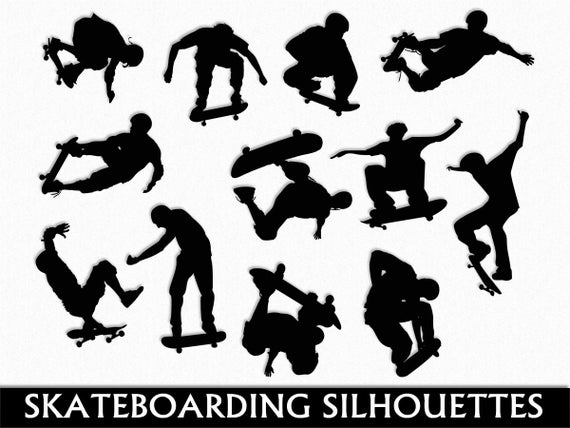 570x428 Skateboarding Clip Art Graphic Skateboard Clipart Digital Etsy
