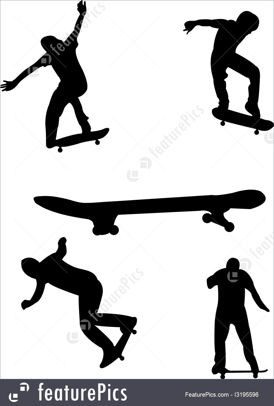 940x1392 Skateboarding Silhouettes Illustration