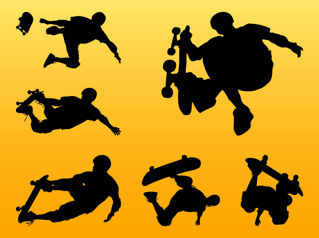 1024x765 Skateboarding Silhouettes Vector Art Graphics
