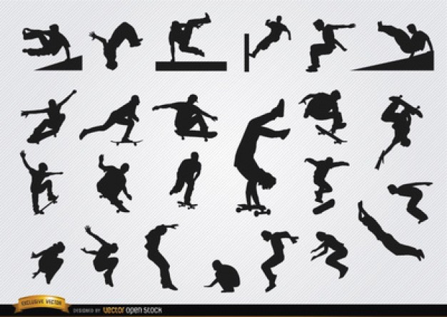 626x444 Skateboarding Silhouettes Vector Pack Vector Free Download