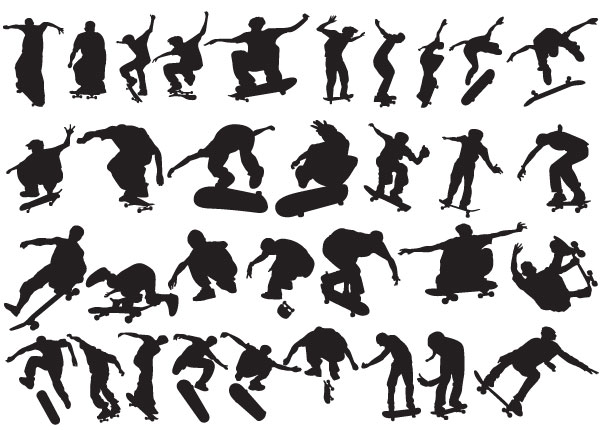 600x430 Vector Skaters Silhouettes Download Free Vector Art Free Vectors