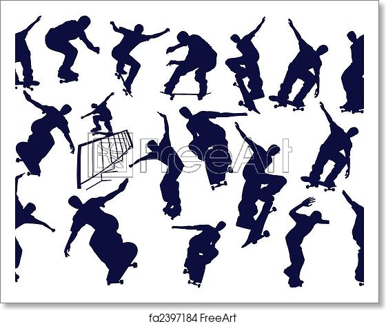 560x470 Free Art Print Of Skateboard Boys Vector Illustration One Click