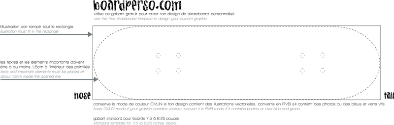 800x255 Skateboard Template