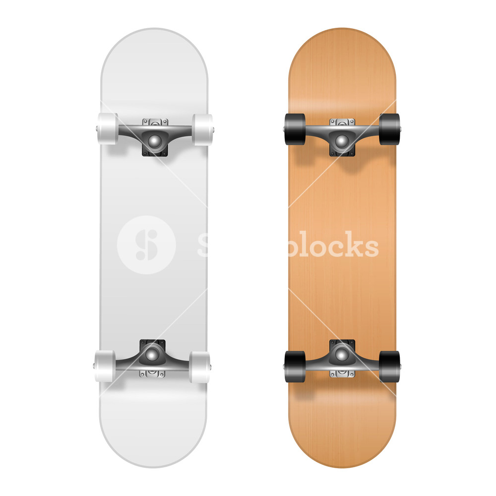 1000x1000 Skateboarding Vector Realistic White And Wooden Blank