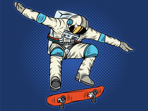 600x450 Astronaut On The Skateboard Vector T Shirt Design