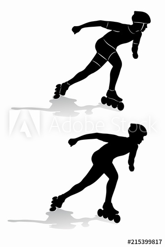 334x500 Silhouette Inline Skater Vector Draw