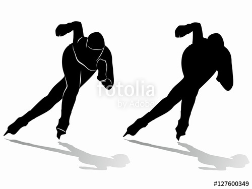 500x375 Silhouette Of A Speed Skater Vector Drawing Stock Image