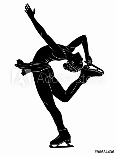 375x500 Silhouette Woman Figure Skater, Vector Illustration