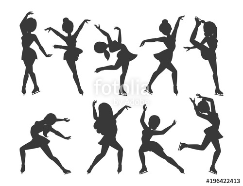500x383 Figure Ice Skater Vector Cartoon Trick Figure Women Beauty Sport