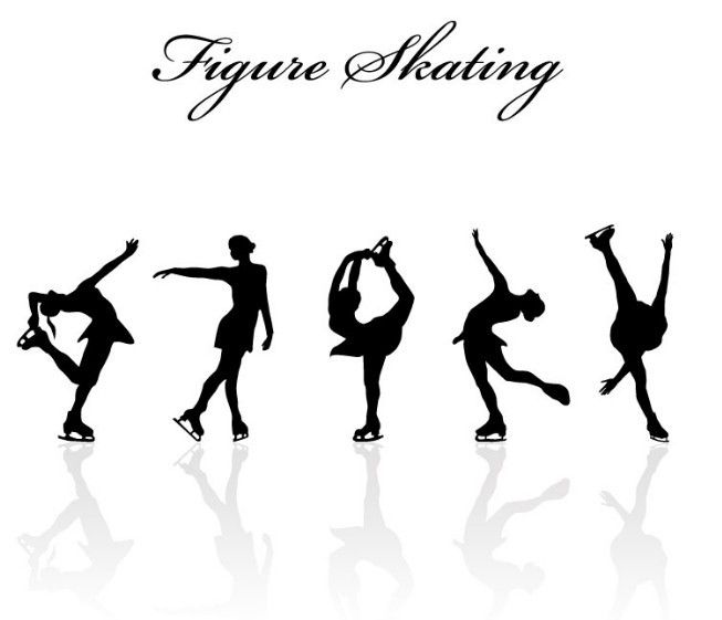 653x561 Free Figure Skating Silhouette Set Vector Transfer Technic