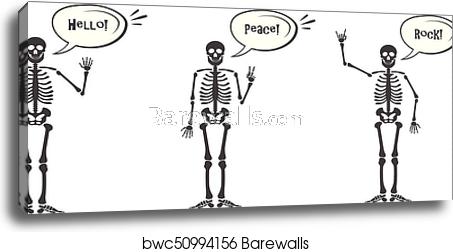 453x252 Skeleton Hand Gestures Set Ok, Finger Up, Finger Down, Fist