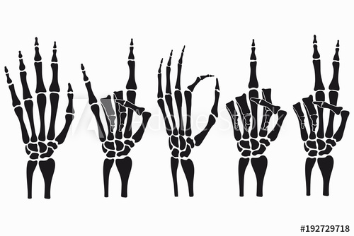 500x334 Skeleton Hand Gestures Set Collection Of Hand Drawn Bones Signs