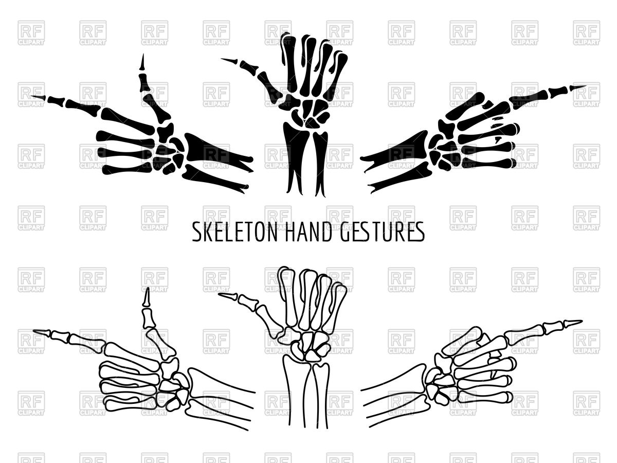 1200x900 Skeleton Hands Gestures On White Background Vector Image Of Signs