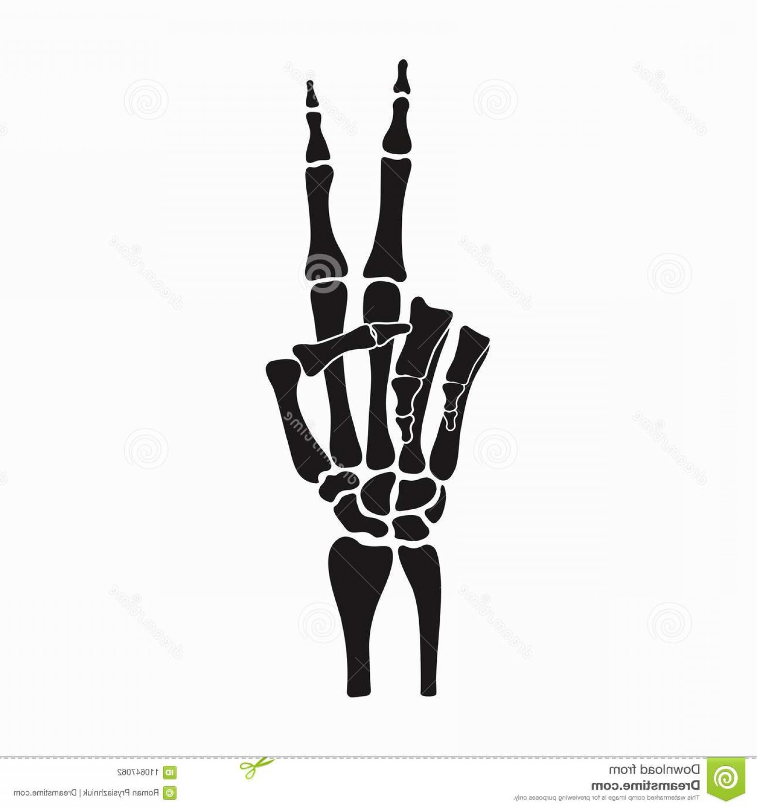 1560x1668 Peace Sign Skeleton Hand Gesture Made Fingers Bones Vector Peace