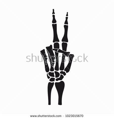450x470 Peace Sign Of Skeleton Hand, Gesture Made Of Fingers Bones Vector