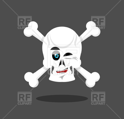 400x382 Laughing Skull With Crossbones, Cheerful Skeleton Head Vector